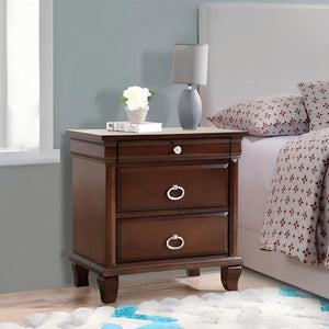 English Elm Triton Cappuccino Nightstand with Felt-Lined Top Drawer, Dovetail Construction, Nickel Hardware Accents B078118442