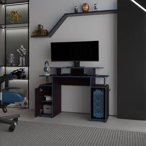 English Elm Arimo Ergonomic Gaming Desk with Large Top, Cabinet, Shelves & CPU Stand for Organized Workspaces B092P306235