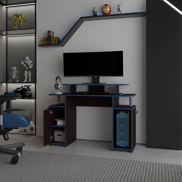 English Elm Arimo Ergonomic Gaming Desk with Large Top, Cabinet, Shelves & CPU Stand for Organized Workspaces B092P306235