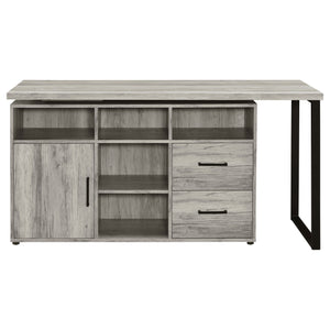 English Elm Corrado Grey Driftwood L-Shape Office Desk with Storage Drawers Shelves Coastal Rustic Charm Delight B062P333429