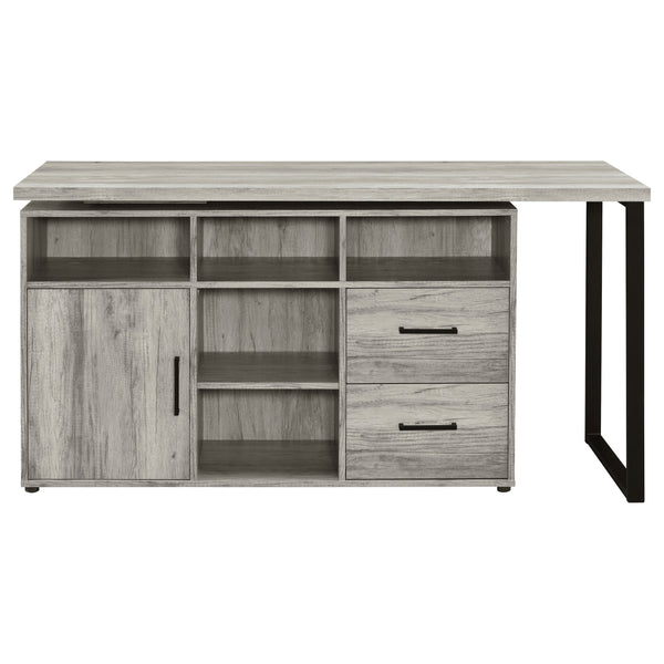 English Elm Corrado Grey Driftwood L-Shape Office Desk with Storage Drawers Shelves Coastal Rustic Charm Delight B062P333429