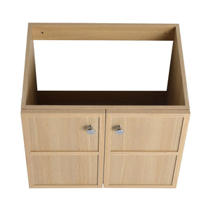English Elm 24" Modern Wall Vanity with Ceramic Sink, Oak Plywood Cabinet, 2 Soft-Close Doors, Handles Included W1972S00021