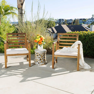 English Elm Christopher Knight Home® - Outdoor Acacia Wood Club Chairs Set of 2 with White Cushions, Weather-Resistant Poolside Seating 36" 56836.00