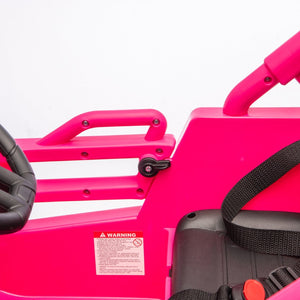 English Elm 12v Kids Electric Utv with 4-wheel Suspension Anti-collision Bar and 2-hour Battery Pink W1578P343328