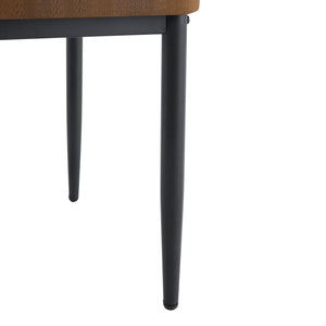 English Elm Set of 6 ergonomic dining chairs with shell-pattern back, 37" height, breathable tech fabric, sturdy metal legs and adjustable anti-slip feet for stable, comfortable seating during meals Brown+Black W1151P359594