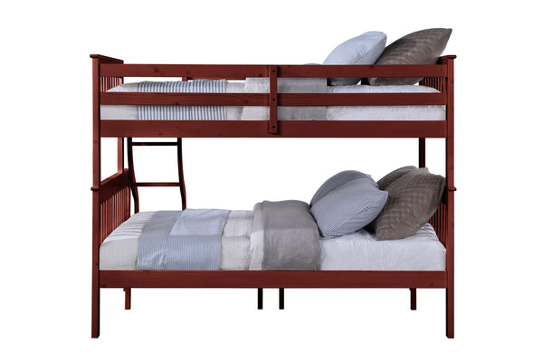 English Elm Marita Cherry Twin/Full Bunk Bed – Durable Pine & MDF, 660lb Capacity, Slat System Included, Right-Ladder B2726S00528