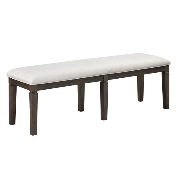 English Elm Classic Dining Bench with Dark Finish Upholstered Seat, Sturdy Wood Frame, Comfortable 250lb Capacity Espresso 60.5 L x 19 W x 7 H B011P348873