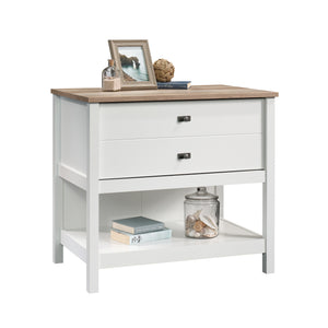 English Elm Lateral File Cabinet In Sleek White Finish – Compact Storage Solution With Locking Drawers & Style B356P402794