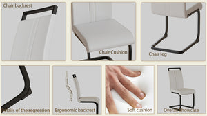 English Elm Modern High Back Dining Chairs Set Of 4 - Stylish Pu Faux Leather With C-Shaped Black Metal Legs W2189138536