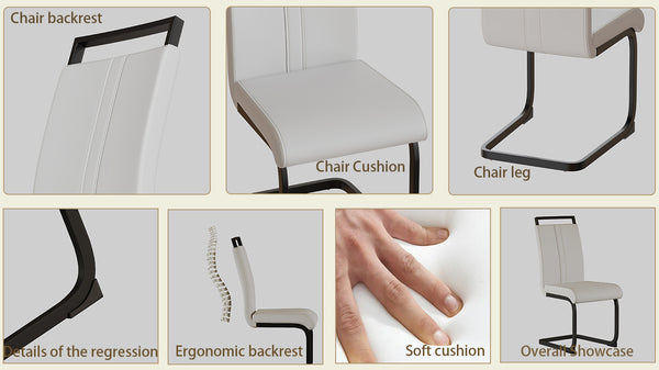 English Elm Modern High Back Dining Chairs Set Of 4 - Stylish Pu Faux Leather With C-Shaped Black Metal Legs W2189138536