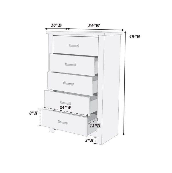 English Elm Natural Retro-Modern Wooden Dresser with Tapered Legs, Weathered Grey-Brown Finish & Black Grooves Natural 35 L x 20 W x 55 H B011P193967