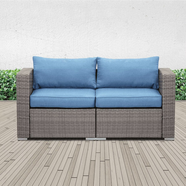 English Elm 59" Modular Pe Rattan Outdoor Loveseat Set with Uv Resistant Olefin Cushions for Patios B082P455122