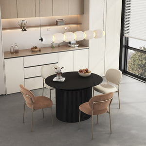 English Elm Extendable Wood Console Dining Table Seats Ten Open Leg Design for Home or Office Black W1321S00055