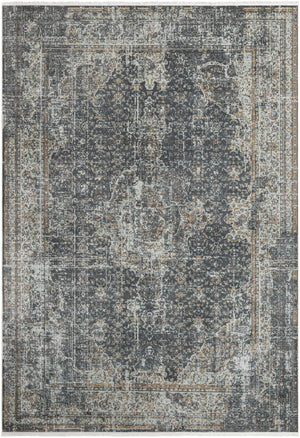 Unique Loom Baracoa La Cabana Machine Made Border Rug Fume Gray, Brown/Ivory/Gray/Tan/Light Blue 10' 0" x 14' 1"