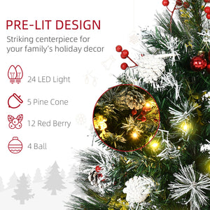 English Elm Homcom 2-Pack 30" Pre-Lit Outdoor Christmas Trees With Warm White Leds, Berries & Pine Cones For Entryways W2225P229121