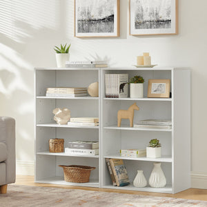 English Elm CD MDF 8-Tier Media Cabinet with Adjustable Shelves, 71" Tall Sturdy Storage for Home Office Display and Organization White W2972P333111