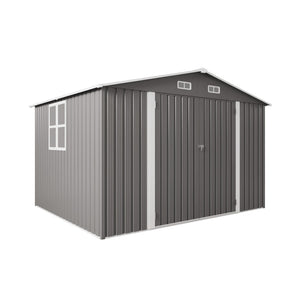 English Elm 10 X 8 Ft Galvanized Steel Outdoor Shed with Lockable Doors and Vented Window W3213S00003