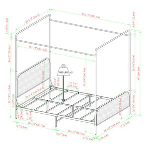 English Elm Walker Edison - Modern Metal and Wood Canopy Bedframe Queen – Black Steel Frame, Wood Headboard, No Box Spring Needed, Modern Design B185P169242
