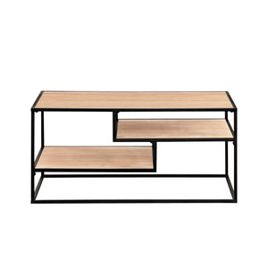 English Elm Walker Edison - Contemporary Two-Tone Metal Coffee Table with Floating Shelves, Powder-Coated Steel, Durable MDF Laminate Finish Light Brown 43 L x 26 W x 5 H B185P169014