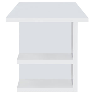 English Elm Hannah Contemporary White 4-Shelf Writing Desk with Open Side Storage, Spacious 70.75" Surface B062P351421