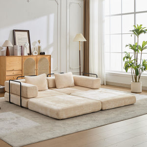 English Elm Compression Convertible Floor Sofa Bed – Stylish Chenille Loveseat & Modular Seating Solution For Small Spaces W3723P345635