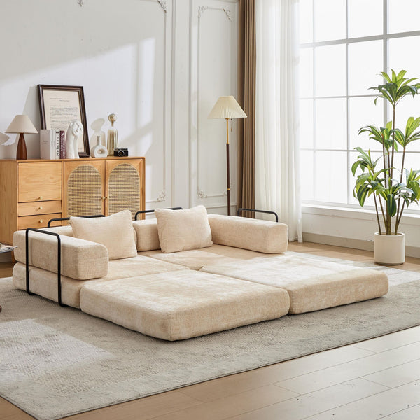English Elm Compression Convertible Floor Sofa Bed – Stylish Chenille Loveseat & Modular Seating Solution For Small Spaces W3723P345635