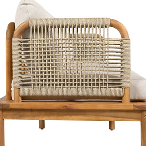 English Elm Christopher Knight Home® - Outdoor 3-piece Acacia Wood and Rope Patio Sofa Set Teak Beige — Water-Repellent Cushions, Durable Hardwood, Handwoven Rope Design N757S342866B