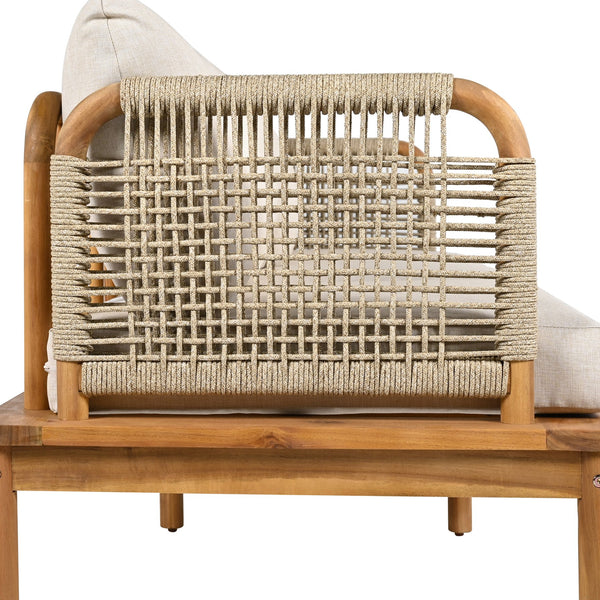 English Elm Christopher Knight Home® - Outdoor 3-piece Acacia Wood and Rope Patio Sofa Set Teak Beige — Water-Repellent Cushions, Durable Hardwood, Handwoven Rope Design N757S342866B