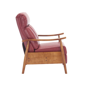 English Elm COOLMORE Mid-Century Recliner Armchair with Footrest, Plush Foam Cushion, Solid Wood Frame Comfort WINE RED W1539P210124