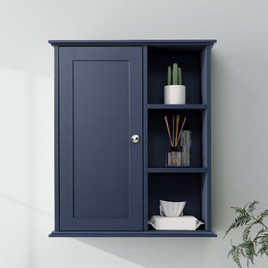 English Elm 23.6" Grey Mdf Wall Cabinet Soft Close Doors Compact Bathroom Storage Organizer Blue W2704P264349