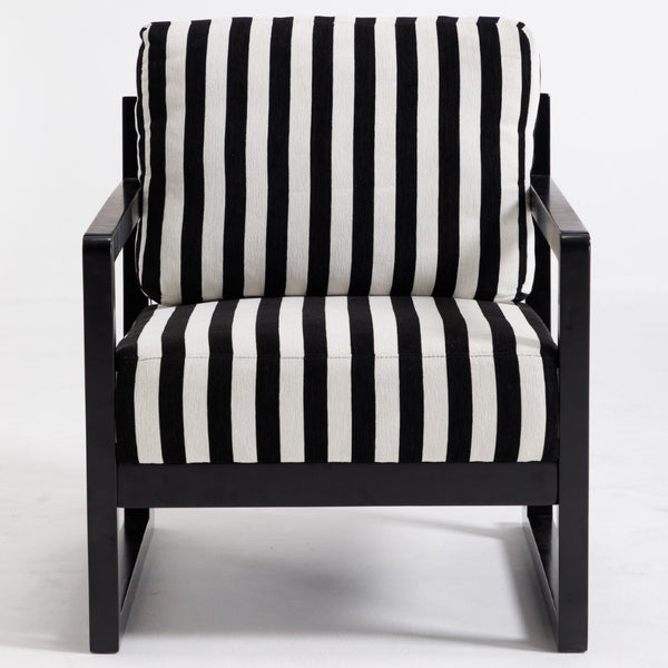 English Elm Mid-century Modern Linen Lounge Chair with Solid Wood Legs for Living Room W1249P479873