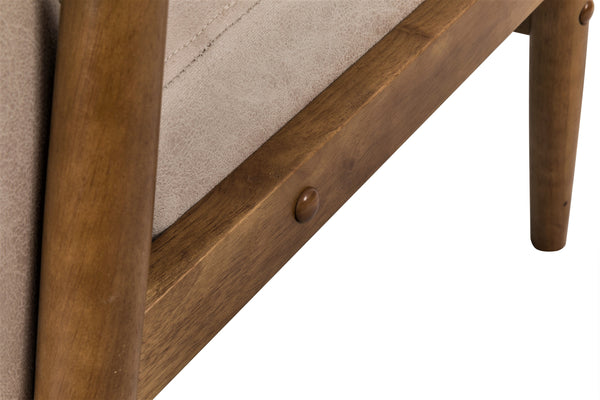 English Elm 25.38'' 25.38" Wide Classic Mid-Century Modern Arm Chair with Solid Wood Arms, Plush Foam & Microfiber Finish Light Camel B2735P271019