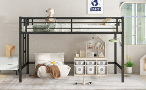 English Elm Twin Metal Loft Bed With Ladder & Guardrails - Stylish Space-Saving Solution For Kids’ Rooms! W1580P309651-GIGA