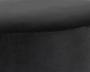 Sunpan Soraya Ottoman - Stylish Curved Design for Any Space, Elegant Upholstered Shape with Wooden Base Shadow Grey