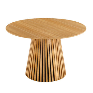 English Elm Extendable Mid-century Pedestal Dining Table Seats up to Ten with Tapered Metal Legs W3766S00001