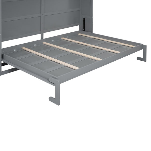 English Elm Queen Murphy Wall Bed with Integrated Wardrobe and Drawers for Studio Spaces LP000876AAE-1
