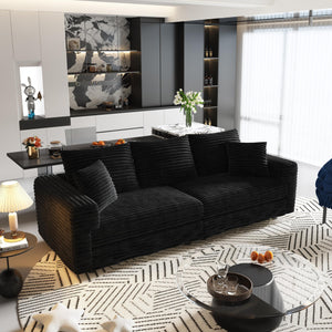 English Elm 82.7" Plush Corduroy 3-Seat Sofa - Modern Cloud Couch With Ottomans, Deep Comfort For Any Space W1885S00155