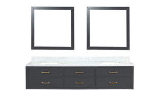 English Elm Black Double Bath Vanity 84 in W x 22 in D with Carrara Marble Top, Soft-Close Drawers & Dual 36" Mirrors B2731S01592