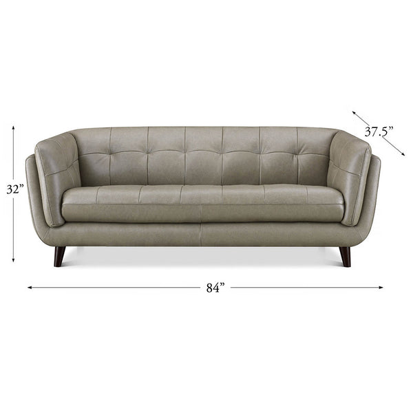 English Elm Solana Gray Leather Sofa with Top-Grain Seating, Pocket Coil Comfort, Kiln-Dried Frame Durability B2705P338091