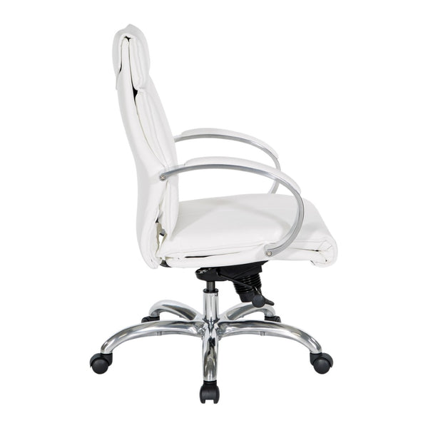 OSP Home Furnishings Deluxe Executive Office Chair with Lumbar Support Faux Leather and Aluminum Base 7251-R101