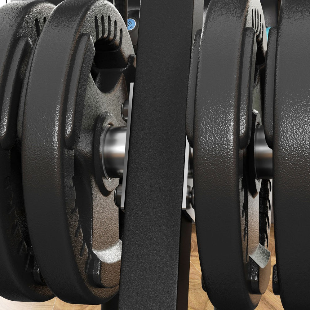 English Elm Soozier Olympic Weight Tree with Six Plate Posts Three Bar Holders Steel Frame Gym Black W2225P217795
