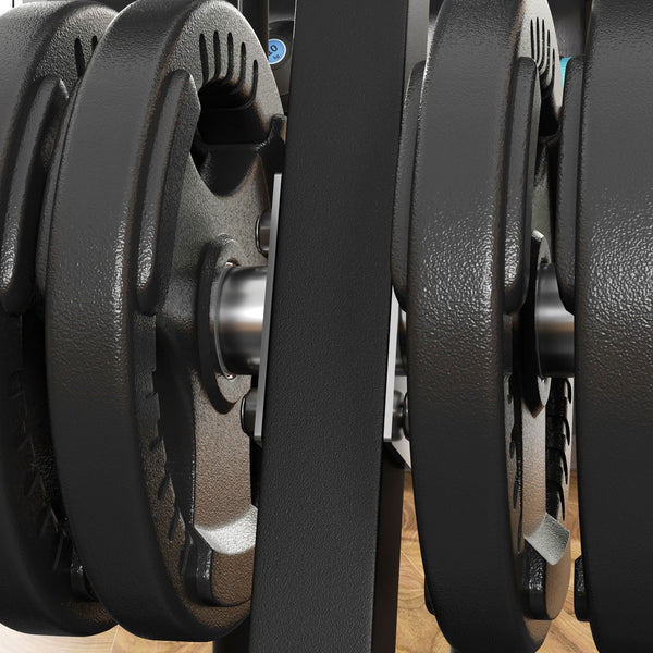 English Elm Soozier Olympic Weight Tree with Six Plate Posts Three Bar Holders Steel Frame Gym Black W2225P217795
