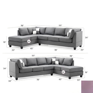 English Elm Malone Gray Sectional Sofa - Modular Microfiber Comfort With Pocketed Coil Seating & Easy Setup B078S00060