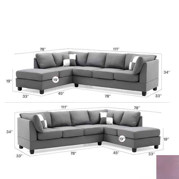 English Elm Malone Gray Sectional Sofa - Modular Microfiber Comfort With Pocketed Coil Seating & Easy Setup B078S00060