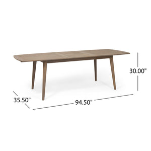 English Elm Christopher Knight Home® - Outdoor Acacia Wood Expandable Dining Table with Slatted Top and Tapered Legs for Stylish Al Fresco Hosting Grey 65428.00GRY