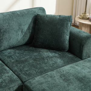 English Elm Modern Chenille L-shaped Sectional with Usb Charging Ottoman Storage Living Room Couch Green W2120S00017