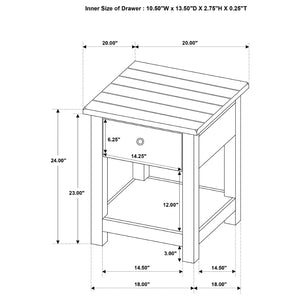 English Elm Castleton Solid Pine End Table with Drawer and Shelf for Farmhouse Living Rooms B062P451648