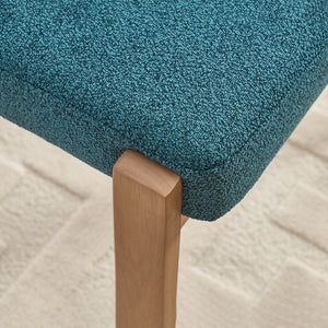 English Elm Wooden Wingback Dining Chairs Chenille Upholstered Farmhouse Set for Kitchen Comfort Teal W3244P316082