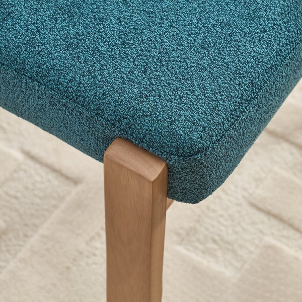 English Elm Wooden Wingback Dining Chairs Chenille Upholstered Farmhouse Set for Kitchen Comfort Teal W3244P316082