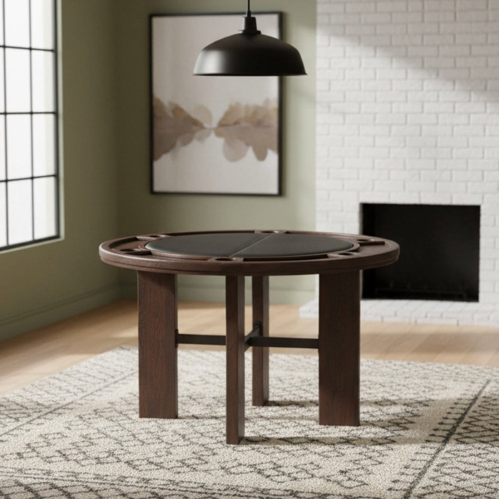 English Elm Gorman Round Walnut Game Dining Table with Reversible Top and Scandinavian Legs B050P412220